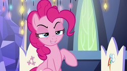 Size: 1920x1080 | Tagged: safe, screencap, pinkie pie, earth pony, pony, g4, the last laugh, female, mare, solo, twilight's castle