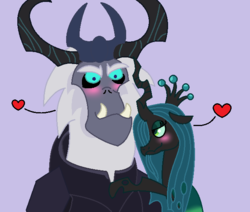 Size: 650x550 | Tagged: safe, artist:clawort-animations, queen chrysalis, storm king, changeling, changeling queen, g4, my little pony: the movie, antagonist, crack shipping, cute, cutealis, female, heart, male, shipping, simple background, stormabetes, stormsalis, straight