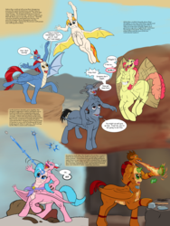 Size: 2000x2666 | Tagged: safe, artist:menagerie, dracony, dragon, hybrid, pony, unicorn, taur, comic:the intimate alliance, armpits, belly face, conjoined, fusion, high res, lore, merge, story, we have become one
