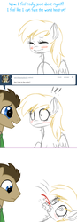 Size: 780x2252 | Tagged: safe, artist:ask-theponydoctor, artist:jitterbugjive, artist:theevilflashanimator, derpy hooves, doctor whooves, time turner, earth pony, pony, lovestruck derpy, g4, ask, blood, foaming at the mouth, nosebleed, tumblr