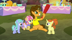 Size: 1920x1080 | Tagged: safe, screencap, cheese sandwich, indian summer, kettle corn, lilac ice, bat, pony, g4, the last laugh