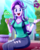 Size: 920x1160 | Tagged: safe, artist:the-butch-x, part of a set, starlight glimmer, equestria girls, g4, mirror magic, spoiler:eqg specials, :i, beanie, breasts, bust, butch's hello, cleavage, clothes, cute, face, faic, female, food, glimmerbetes, hair, hat, i mean i see, ice cream, ice cream cone, looking at you, mall, open mouth, open smile, ripped pants, shirt, sitting, smiling, solo, teenager, that human sure does love ice cream, that pony sure does love ice cream, vest, watch, wristwatch