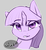 Size: 1200x1302 | Tagged: safe, artist:captainpudgemuffin, edit, twilight sparkle, pony, unicorn, g4, alternate hairstyle, bust, cheek fluff, cropped, cute, dialogue, eyebrows, eyebrows visible through hair, female, gray background, grin, looking at you, mare, partial color, raised eyebrow, reaction image, simple background, smiling, smirk, solo, speech bubble, twiabetes, unicorn twilight, wat