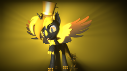 Size: 3840x2160 | Tagged: safe, artist:phoenixtm, oc, oc only, oc:phoenix stardash, alicorn, dracony, hybrid, pony, 3d, alicorn oc, claws, cute, dracony alicorn, hat, high res, looking at you, solo, source filmmaker, spread wings, tongue out, top hat, weapons-grade cute, wings
