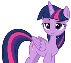 Size: 2700x2409 | Tagged: safe, artist:sketchmcreations, twilight sparkle, alicorn, pony, the last laugh, cutie mark, female, folded wings, lidded eyes, mare, raised eyebrow, simple background, smiling, smirk, smuglight sparkle, solo, transparent background, twilight sparkle (alicorn), vector, wings