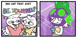 Size: 1000x504 | Tagged: safe, artist:memnoch, edit, spike, g4, comic, dj scales and tail, dragon costume, stonetoss