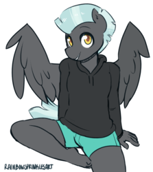 Size: 2500x2803 | Tagged: safe, artist:rainbowsprinklesart, thunderlane, anthro, plantigrade anthro, g4, clothes, cute, high res, male, simple background, solo, white background