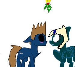 Size: 1024x916 | Tagged: safe, artist:lizziegould, artist:taybarbases, pony, alice, base used, eddsworld, female, holly, holly mistaken for mistletoe, male, ponified, shipping, straight, tom (eddsworld)