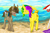 Size: 1081x716 | Tagged: safe, artist:colorlesscupcake, oc, oc only, oc:daydream, oc:honeysweet, pony, beach, duo, friends, sunlight