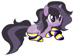 Size: 1280x964 | Tagged: safe, artist:magicdarkart, oc, oc only, pony, unicorn, base used, butt freckles, clothes, deviantart watermark, female, freckles, mare, obtrusive watermark, prone, simple background, socks, solo, striped socks, transparent background, watermark