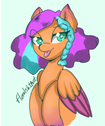 Size: 3000x3603 | Tagged: safe, artist:floralshitpost, oc, oc:frootloop, pegasus, pony, colored hooves, colored wings, doodle, heart eyes, high res, lidded eyes, tongue out, wingding eyes, wings