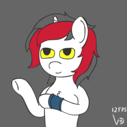 Size: 800x800 | Tagged: safe, artist:vohd, oc, oc only, oc:blackjack, pony, unicorn, fallout equestria, fallout equestria: project horizons, animated, dancing, fanfic, fanfic art, female, frame by frame, gif, gradient background, gray background, hooves, horn, mare, pipbuck, simple background, solo