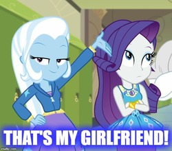 Size: 569x500 | Tagged: safe, edit, edited screencap, screencap, rarity, trixie, equestria girls, g4, my little pony equestria girls: choose your own ending, sock it to me, duo, duo female, female, lesbian, rarixie, shipping