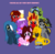 Size: 1076x1048 | Tagged: safe, artist:floreflo300, artist:worldofcaitlyn, oc, oc:dori bee, oc:hypnooco, pony, base used, burnard, flain, globert, krader, lego, mixels, niksput, non-mlp oc, ponified, simple background, teslo