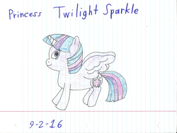 Size: 2116x1595 | Tagged: safe, artist:worldofcaitlyn, twilight sparkle, alicorn, pony, g4, female, lined paper, solo, traditional art, twilight sparkle (alicorn)