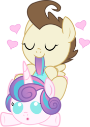 Size: 995x1406 | Tagged: safe, pound cake, princess flurry heart, alicorn, pegasus, pony, g4, :o, baby, baby pony, cute, female, flurrybetes, heart, male, nom, open mouth, poundabetes, ship:poundflurry, shipping, straight