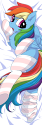 Size: 269x802 | Tagged: safe, artist:yukandasama, rainbow dash, pegasus, pony, g4, body pillow, clothes, female, socks, solo, striped socks