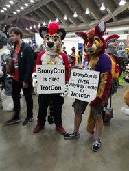 Size: 1548x2064 | Tagged: safe, editor:shiikra, bronycon, bronycon 2019, trotcon, anyway come to trotcon, barely pony related, bronies are diet furries, furry, irl, meme, no pony, photo