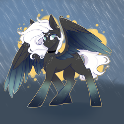 Size: 3000x3000 | Tagged: safe, artist:harmonyskish, oc, oc only, oc:rain, pegasus, pony, female, high res, mare, rain, solo, two toned wings, wings