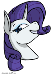 Size: 1264x1826 | Tagged: safe, artist:furncoart, part of a set, rarity, pony, unicorn, g4, bust, explicit source, female, lidded eyes, mare, simple background, smiling, solo, white background