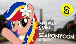 Size: 1318x766 | Tagged: safe, artist:jhayarr23, oc, oc:pearl shine, pony, project seaponycon, anyway come to seaponycon, anyway come to trotcon, philippines, subverted meme