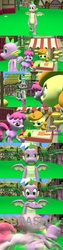 Size: 1920x7560 | Tagged: safe, artist:papadragon69, berry punch, berryshine, carrot top, golden harvest, pinkie pie, spike, dragon, comic:spike's cyosa, g4, 3d, carrot, carrot dog, comic, crash, cyoa, food, hot dog stand, older, older spike, pounce, source filmmaker, teenage spike, teenager, winged spike, wings