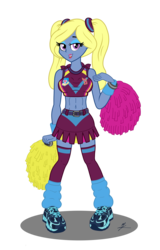 Size: 3980x6230 | Tagged: safe, artist:metaldudepl666, oc, oc only, oc:azure/sapphire, human, equestria girls, g4, cheerleader, cheerleader outfit, clothes, crossdressing, crystal prep, crystal prep academy, digital art, equestria girls-ified, fake breasts, femboy, fetish, leg warmers, lipstick, long socks, looking at you, male, midriff, pigtails, png, pom pom, sexy, shadowbolts, shoes, signature, sneakers, sneakers fetish, solo, sports bra, trap, twintails, wig