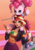 Size: 848x1200 | Tagged: safe, artist:the-park, pinkie pie, starlight glimmer, sunset shimmer, trixie, human, pony, unicorn, bronycon, equestria girls, equestria girls specials, g4, my little pony equestria girls: better together, my little pony equestria girls: sunset's backstage pass, duo, female, plushie, ponies riding humans, pony hat, riding, simple background, starlight glimmer plushie, trixie plushie