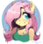 Size: 1275x1291 | Tagged: safe, artist:walliscolours, fluttershy, anthro, g4, ambiguous facial structure, bust, clothes, cute, female, hair over one eye, mare, shyabetes, signature, smiling, solo