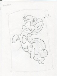 Size: 1623x2164 | Tagged: safe, artist:heir-of-rick, pinkie pie, earth pony, pony, g4, pencil drawing, pillow, sleeping, traditional art