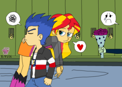 Size: 1024x734 | Tagged: safe, artist:stella-exquisa, flash sentry, sunset shimmer, equestria girls, g4, female, heart, male, pictogram, ship:flashimmer, shipping, straight