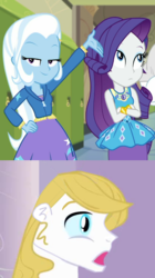 Size: 507x907 | Tagged: safe, edit, screencap, prince blueblood, rarity, trixie, equestria girls, g4, my little pony equestria girls: choose your own ending, sock it to me, equestria girls-ified, female, male, ship:bluetrix, ship:rariblood, shipping, straight, surprised blueblood