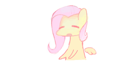 Size: 600x300 | Tagged: safe, artist:hotomura, fluttershy, pegasus, pony, g4, chibi, eyes closed, female, floating wings, mare, simple background, solo, white background, wings