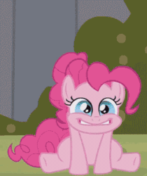 Size: 250x297 | Tagged: safe, screencap, pinkie pie, earth pony, pony, a friend in deed, g4, season 2, animated, cropped, female, fireworks, gif, pinkbow, smiling, solo