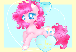 Size: 6500x4500 | Tagged: safe, artist:sweethearts11, pinkie pie, earth pony, pony, g4, absurd resolution, bow, colored pupils, female, hair bow, solo