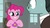 Size: 1920x1080 | Tagged: safe, screencap, pinkie pie, sans smirk, earth pony, pony, g4, my little pony: friendship is magic, the last laugh, cute, diapinkes, dripping, factory, female, flower, gag factory, glasses, male, mare, smiling, stallion, wet, window