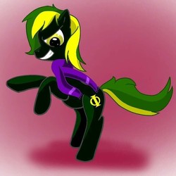 Size: 768x768 | Tagged: source needed, safe, anonymous artist, oc, oc only, oc:vermont black, earth pony, pony, clothes, grin, male, phi, rearing, scarf, smiling, solo, stallion