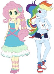 Size: 1217x1671 | Tagged: safe, artist:5mmumm5, fluttershy, rainbow dash, equestria girls, g4, my little pony equestria girls: better together, clothes, converse, duo, duo female, female, nail polish, sexy, shoes, sleeveless, sneakers, stupid sexy fluttershy, stupid sexy rainbow dash