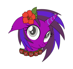 Size: 1000x949 | Tagged: safe, artist:linedraweer, oc, oc only, oc:eclipse, pony, unicorn, blind, commission, floral head wreath, flower, flower in hair, headcanon, solo, wreath