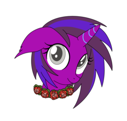 Size: 1000x949 | Tagged: safe, alternate version, artist:linedraweer, oc, oc only, oc:eclipse, pony, unicorn, blind, commission, floral head wreath, flower, flower in hair, headcanon, solo, wreath