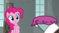 Size: 1920x1080 | Tagged: safe, screencap, pinkie pie, sans smirk, pony, g4, the last laugh, whoopee cushion