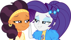 Size: 1902x1080 | Tagged: safe, artist:phucknuckl, rarity, saffron masala, equestria girls, g4, duo, equestria girls-ified, female, lesbian, raffron, shipping, simple background, transparent background, vector