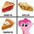 Size: 710x714 | Tagged: safe, edit, edited screencap, editor:leonidus, screencap, pinkie pie, earth pony, pony, g4, spice up your life, apple, apple pie, cherry pie (food), cute, diapinkes, female, food, funny, happy, hooves up, looking at you, meme, pie, pumpkin pie, simple background, smiling, solo, text, whipped cream, white background, wordplay