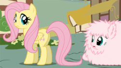 Size: 500x281 | Tagged: safe, artist:mixermike622, fluttershy, oc, oc:fluffle puff, pegasus, pony, g4, animated, gif, pure unfiltered evil, tail extensions