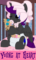 Size: 6000x10000 | Tagged: safe, artist:evilfrenzy, oc, oc only, alicorn, pony, adult foal, alicorn oc, bonnet, crib, cute, diaper, diaper fetish, fetish, non-baby in diaper, pacifier, plushie