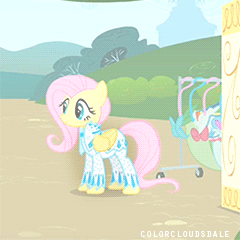 Size: 240x240 | Tagged: safe, screencap, fluttershy, pegasus, pony, g4, green isn't your color, season 1, animated, female, gif, nudie suit, solo