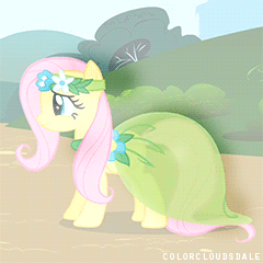 Size: 240x240 | Tagged: safe, screencap, fluttershy, rarity, pegasus, pony, g4, green isn't your color, animated, clothes, dress, female, gif