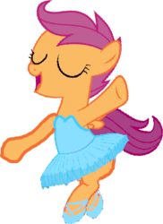 Size: 428x589 | Tagged: safe, artist:angrymetal, scootaloo, pony, g4, 1000 hours in ms paint, ballerina, ballet, ballet slippers, bipedal, clothes, cute, cutealoo, en pointe, female, one arm up, scootarina, scootatutu, scootutu, shoes, simple background, skirt, skirtaloo, solo, transparent background, tutu