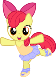 Size: 510x710 | Tagged: safe, artist:angrymetal, apple bloom, pony, g4, 1000 hours in ms paint, arabesque, ballerina, ballet, ballet slippers, bipedal, bloomerina, clothes, female, simple background, solo, standing on one leg, transparent background, tutu