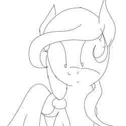 Size: 1200x1200 | Tagged: safe, artist:treble clefé, oc, oc only, oc:cream heart, earth pony, pony, eye twitch, lineart, monochrome, simple background, white background